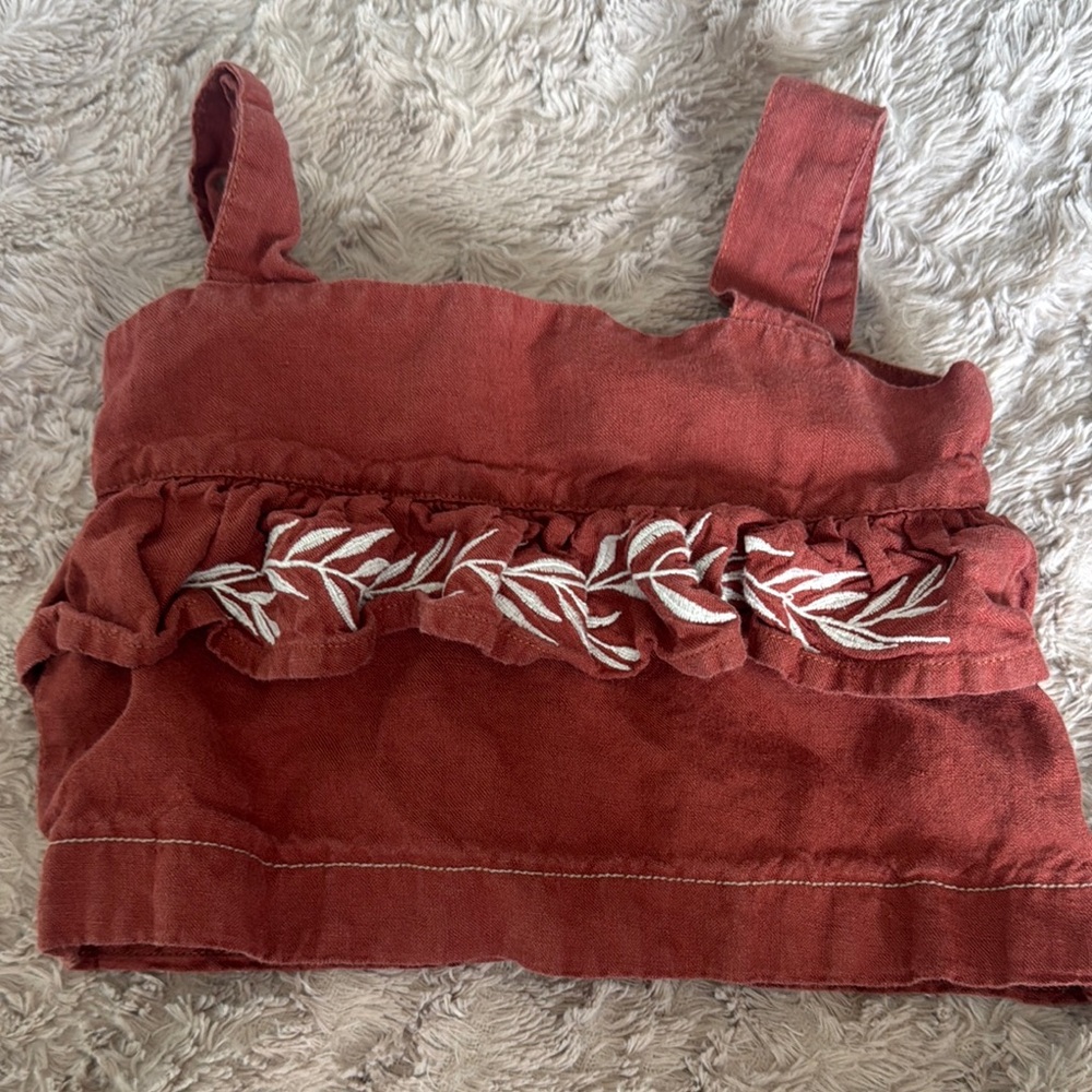 Kokori Rust Red Ruffled Kids Crop Top
